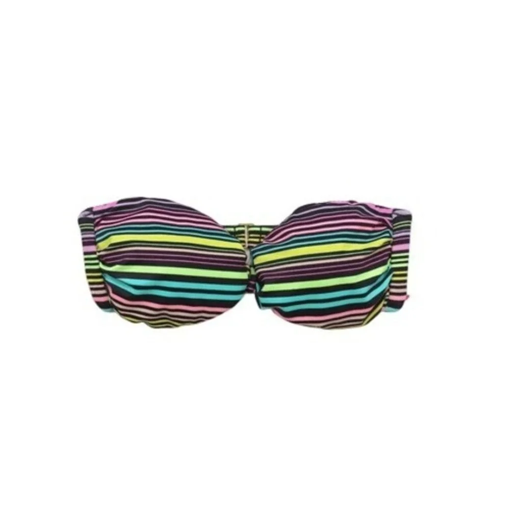Victoria's Secret Swim Multicolored Striped Strapless Padded Bikini Top Small